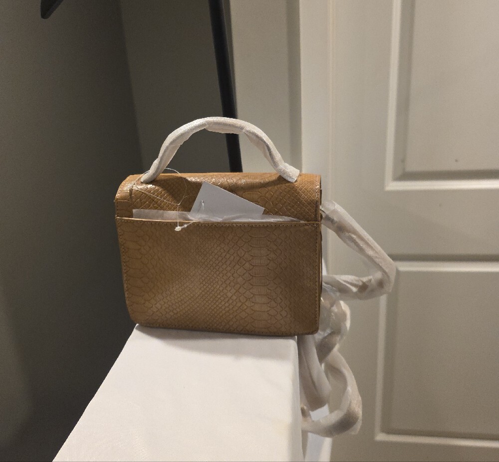 Rebecca Minkoff Tan Snakeskin-Embossed Mini Top-Handle Bag - Picture 9 of 11